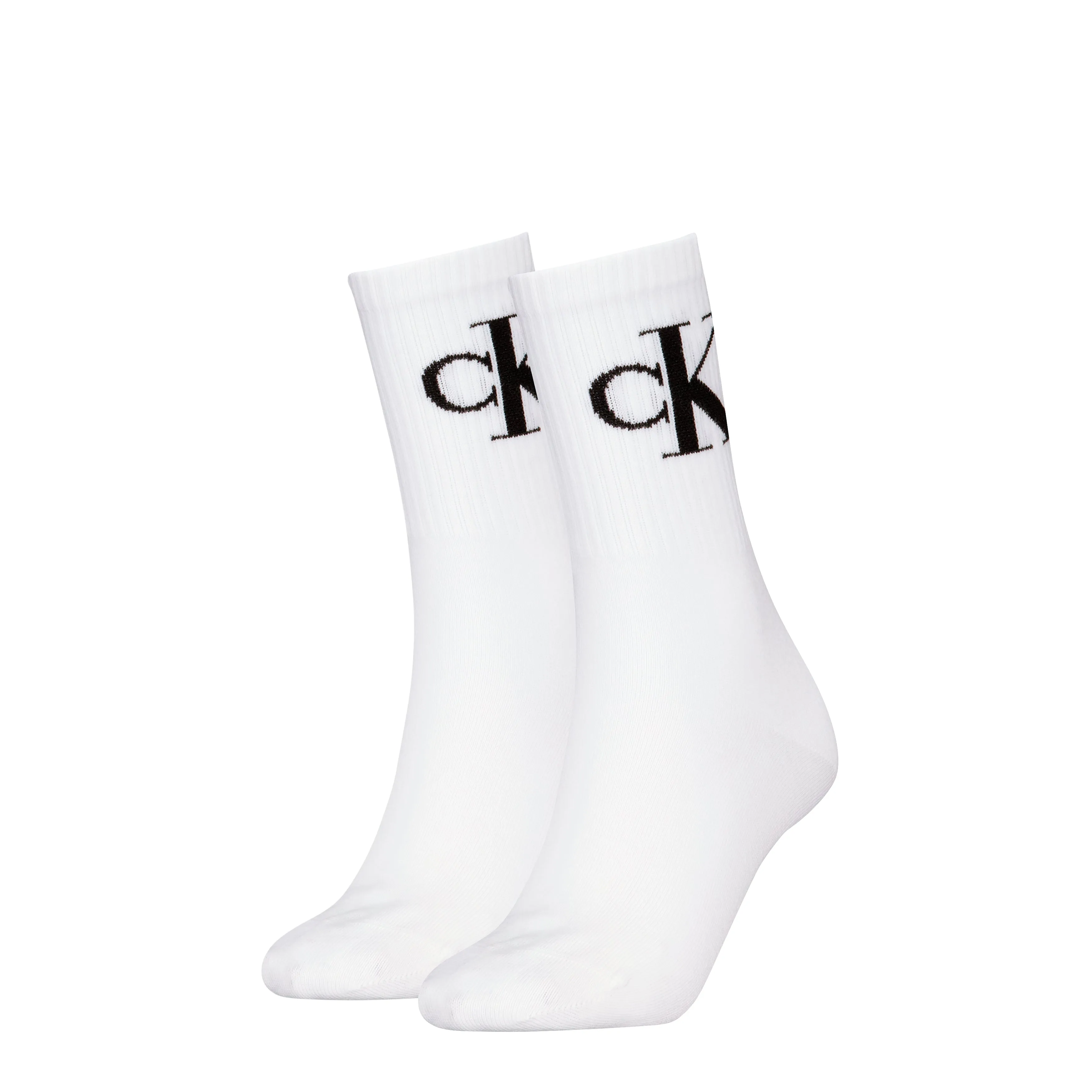 2 Pack Logo Trainer Womens Crew Socks White