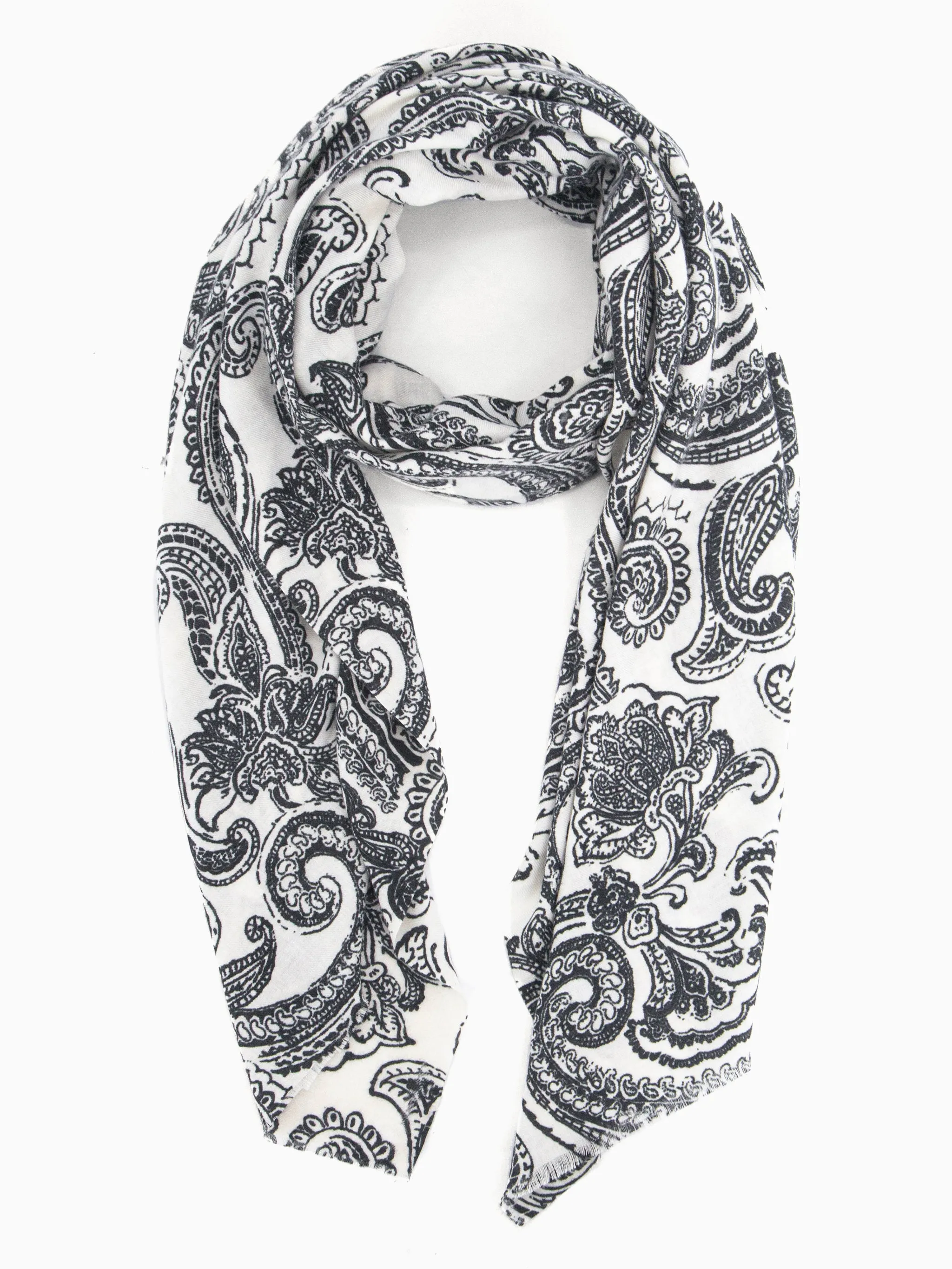 Ailidh Lightweight Scarf - Cream, Paisley