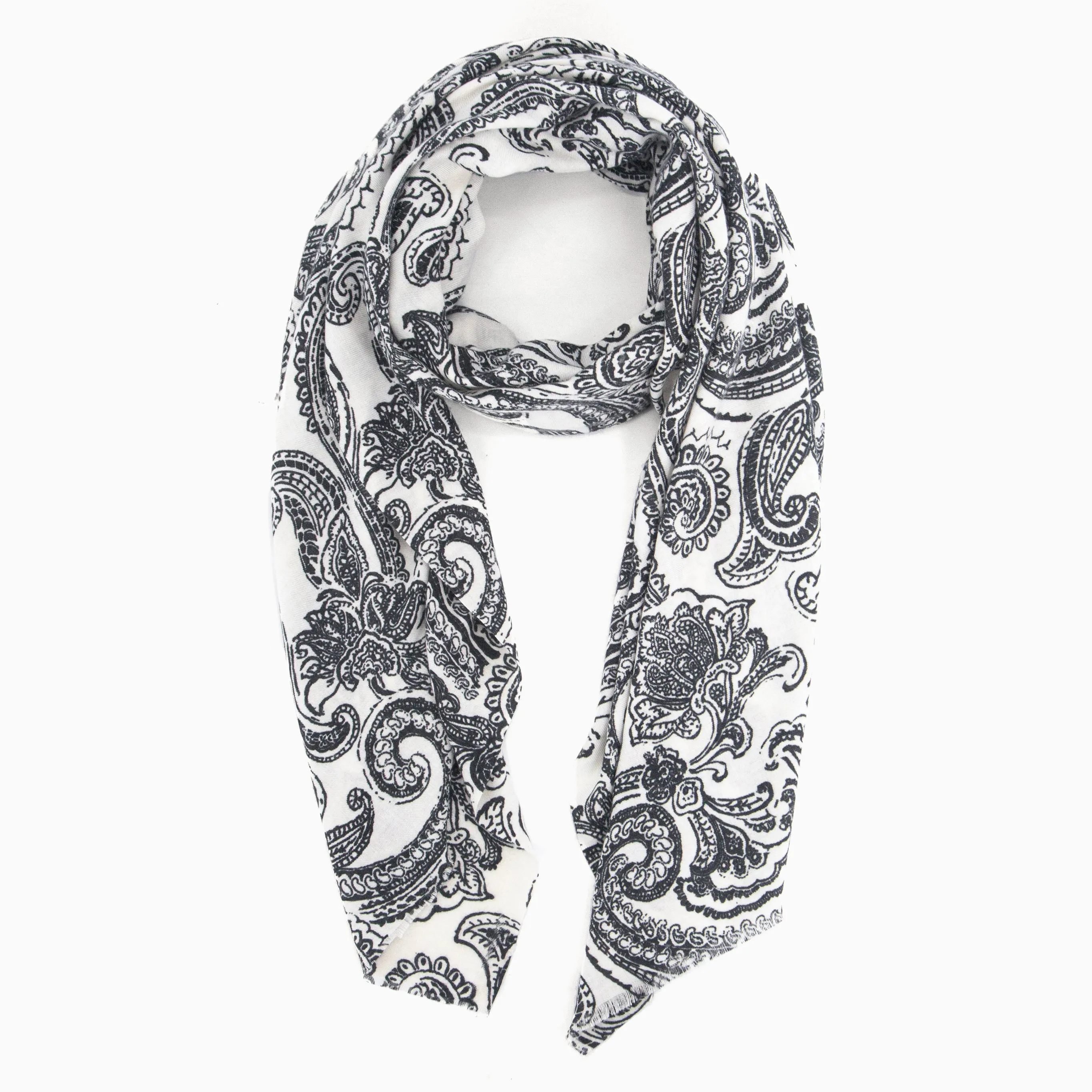 Ailidh Lightweight Scarf - Cream, Paisley