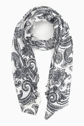 Ailidh Lightweight Scarf - Cream, Paisley