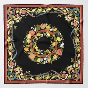 Anthea - Hand Rolled Silk Foulard - Black