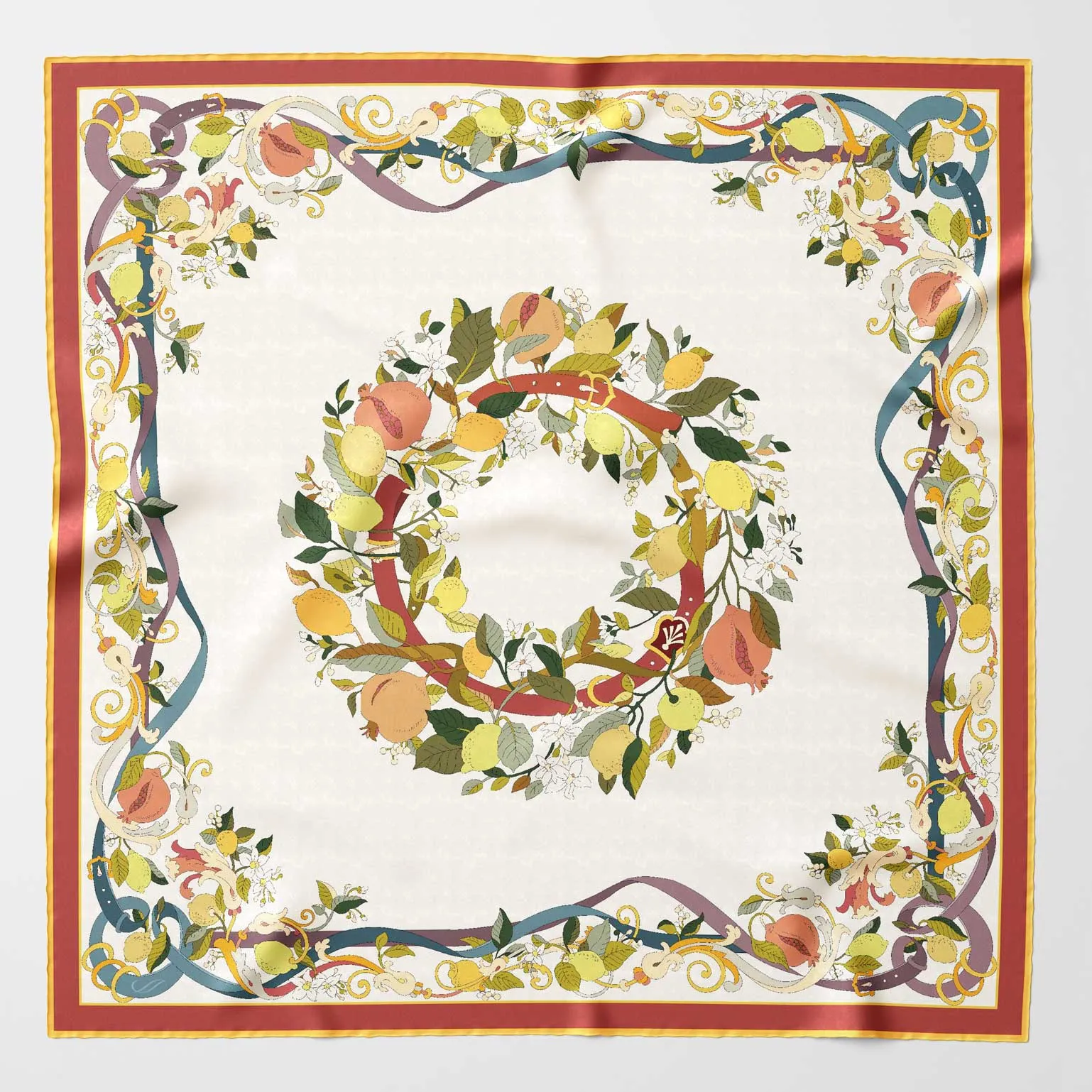 Anthea - Hand Rolled Silk Foulard - Ivory