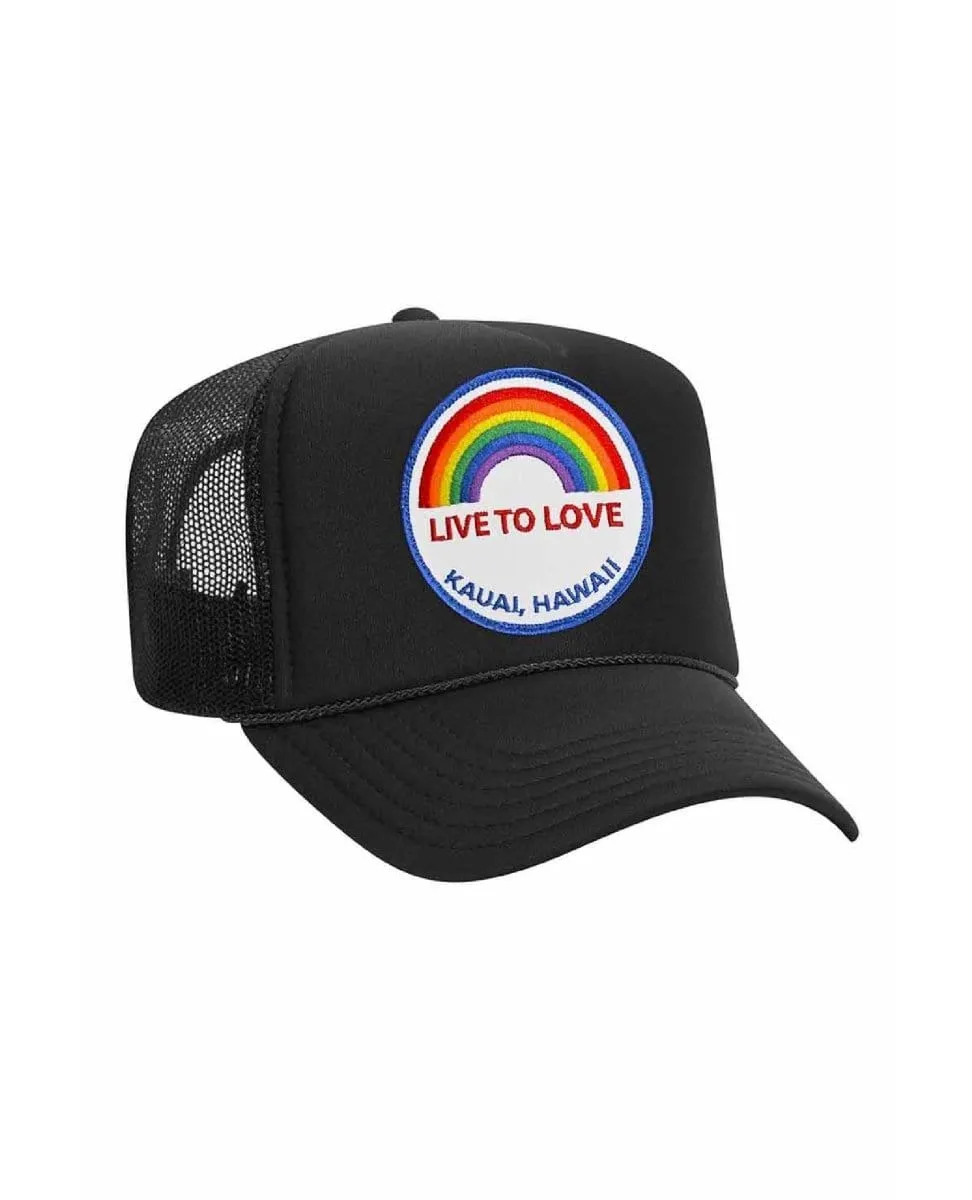 Aviator Nation Trucker Hat Black Live to Love