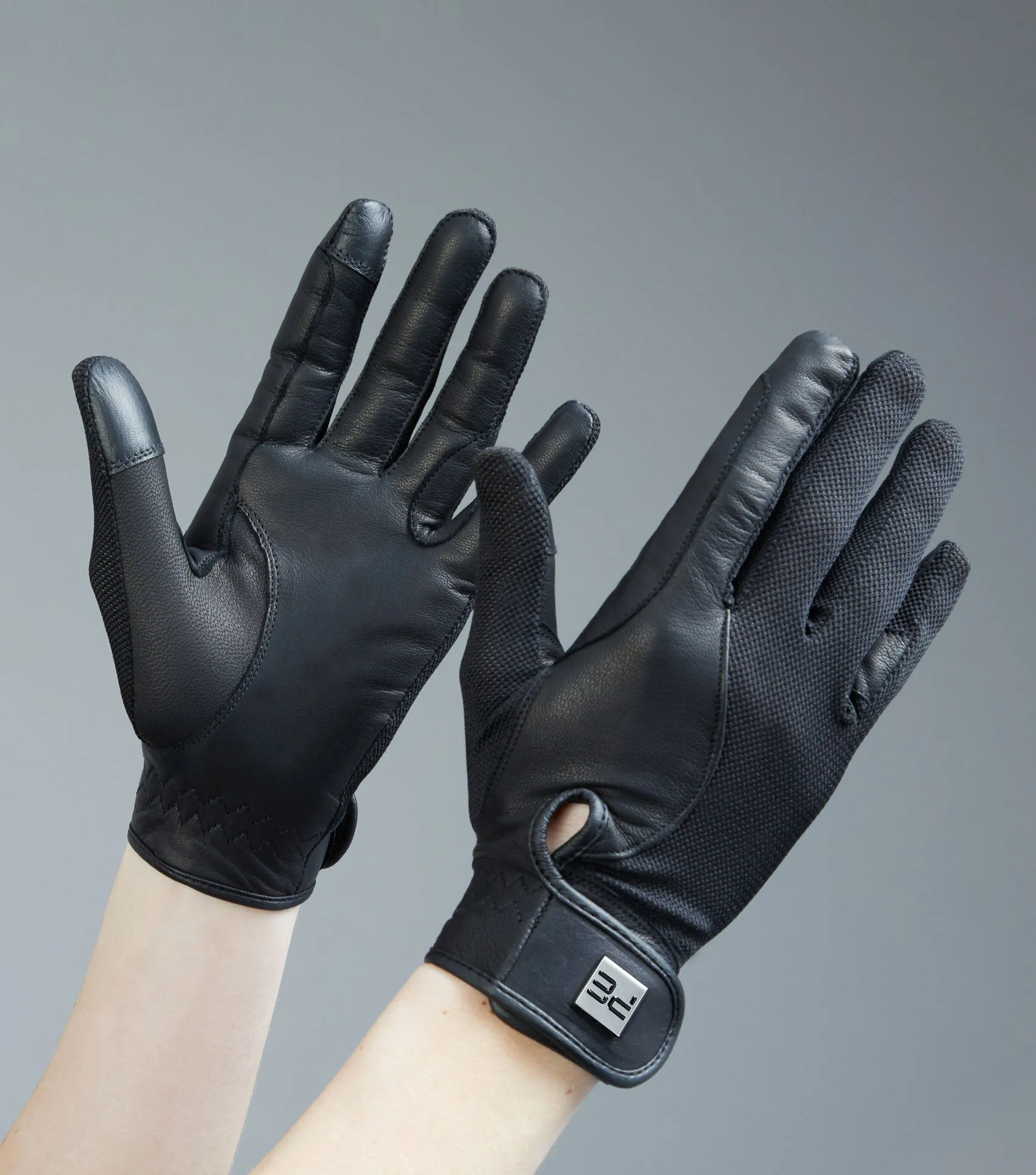 Bordoni Leather Mesh Riding Gloves Black