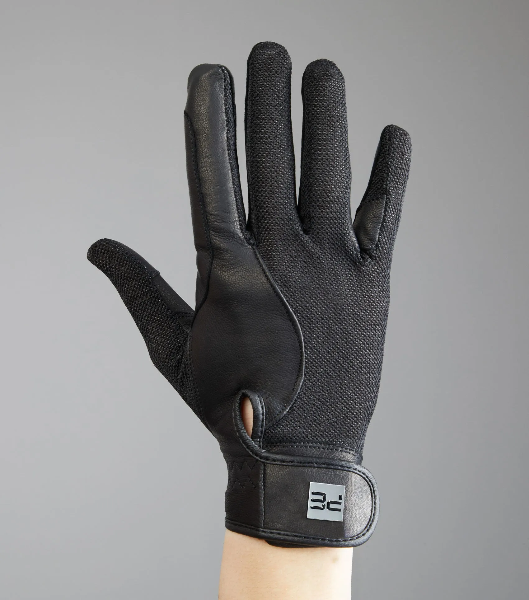 Bordoni Leather Mesh Riding Gloves Black