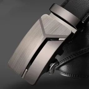 Business Lengthened Belts Fashion Men casual Automatic Buckle Minimalist Design Leather Belt Coffee Belts