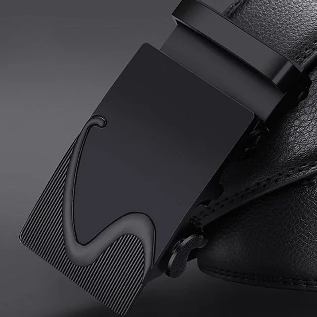 Business Lengthened Belts Fashion Men casual Automatic Buckle Minimalist Design Leather Belt Coffee Belts