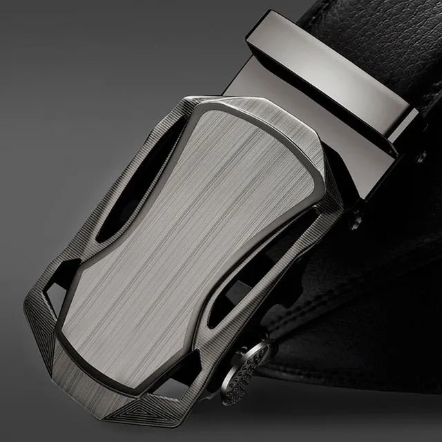 Business Lengthened Belts Fashion Men casual Automatic Buckle Minimalist Design Leather Belt Coffee Belts