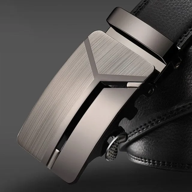 Business Lengthened Belts Fashion Men casual Automatic Buckle Minimalist Design Leather Belt Coffee Belts