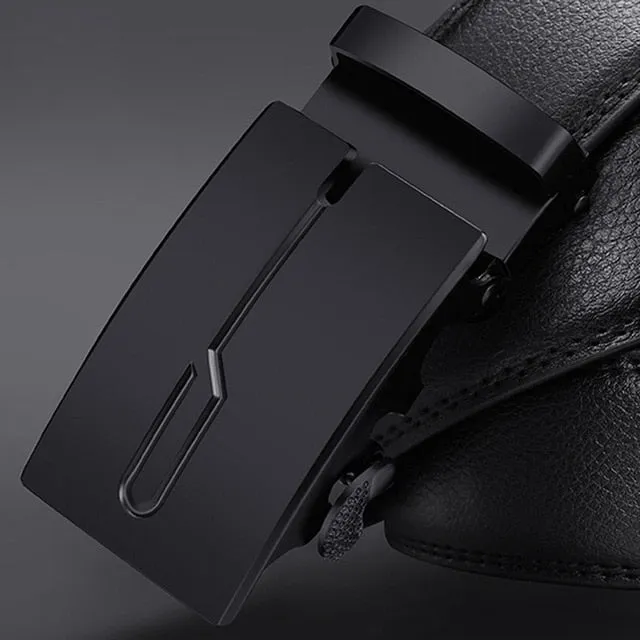 Business Lengthened Belts Fashion Men casual Automatic Buckle Minimalist Design Leather Belt Coffee Belts