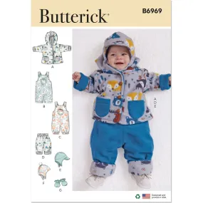 Butterick Pattern B6969 Infants' Jacket, Overalls, Pants, Hats and Mittens