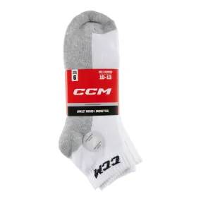 CCM Men's Sport Socks, 10 to 13, Grey and White, 6-Pack