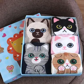 Cotton and Polyester Breathable Cat Themed Printed Socks