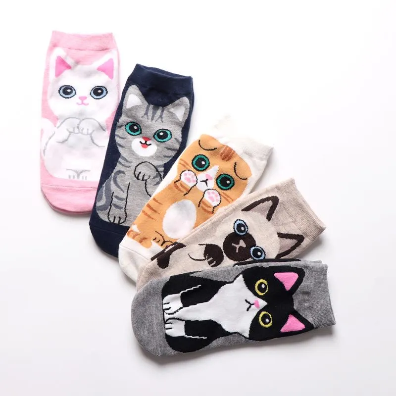 Cotton and Polyester Breathable Cat Themed Printed Socks