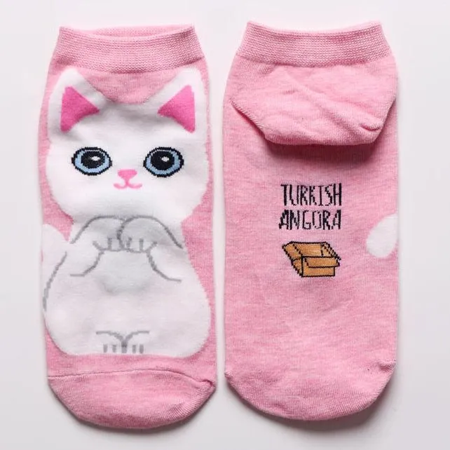 Cotton and Polyester Breathable Cat Themed Printed Socks