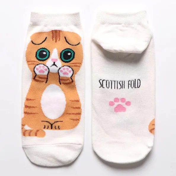 Cotton and Polyester Breathable Cat Themed Printed Socks