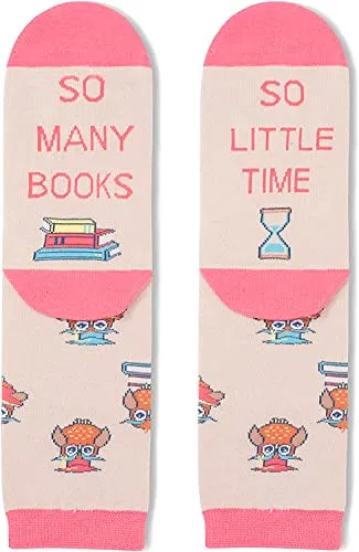 Crazy Cool Book Socks,Funny Silly Socks for Women, Unique Book Lovers Gifts for Reading Enthusiasts, Book Gifts,Reading Gifts