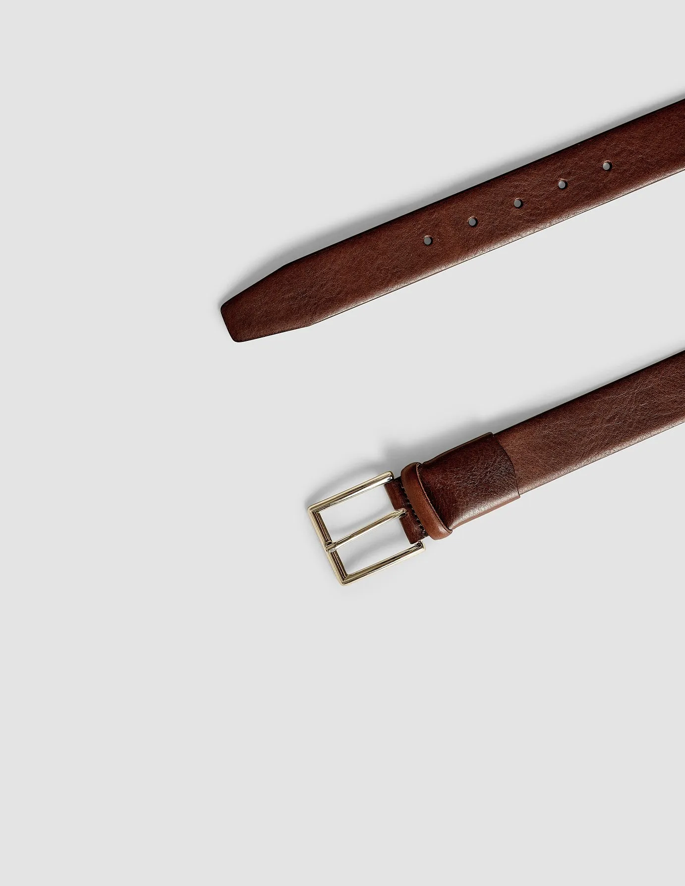 Elastic Leather Belt Dark Brown