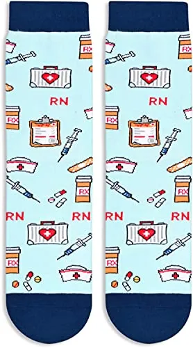 Funny Nurse Socks, Women Men Health Theme Socks, Nurse Gifts, Doctor Gifts, Radiologist Gift, Medic Gift, Medical Themed Gifts for Healthcare Workers, Nurse Day Gifts