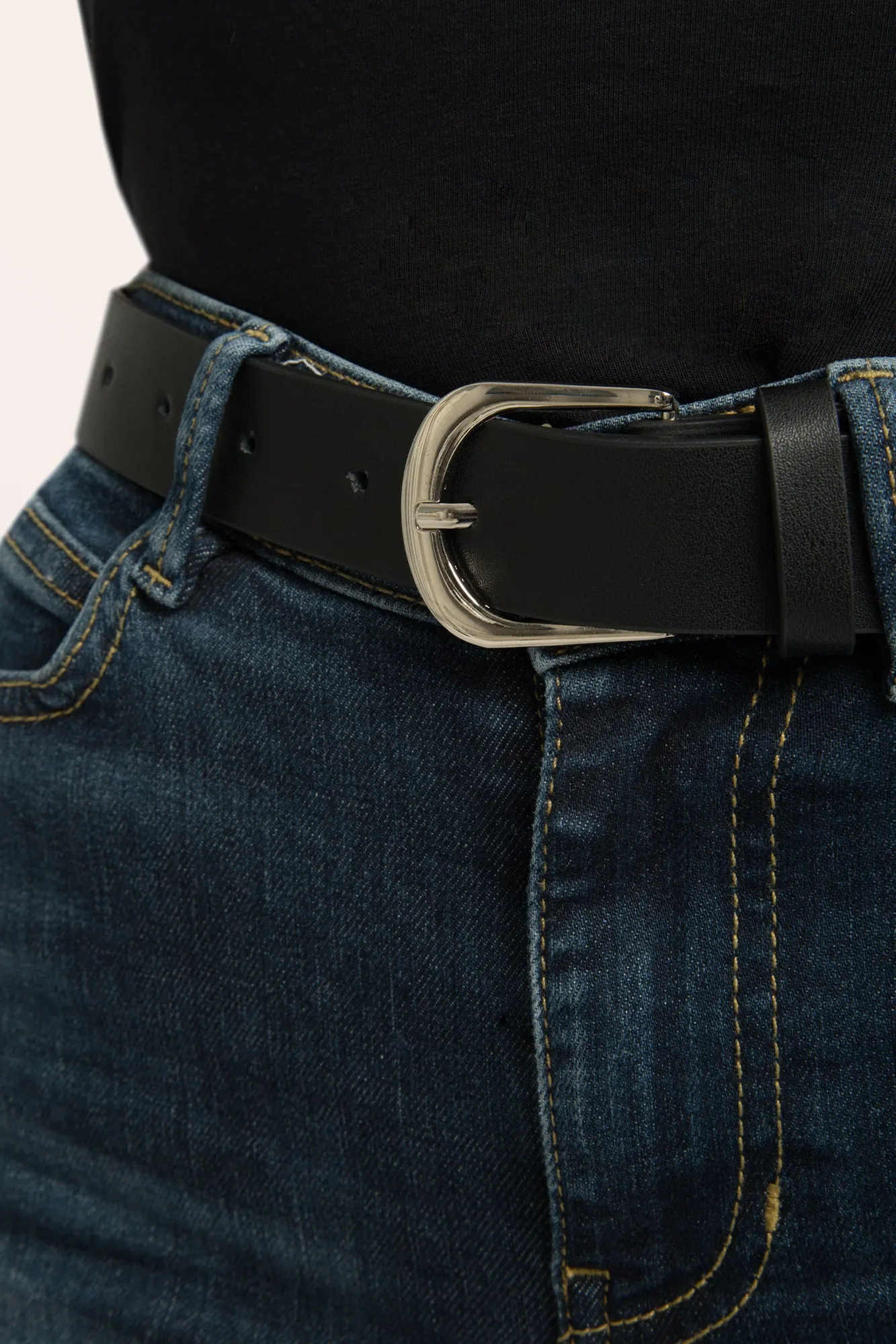 Genuine Leather Jeans Belt - Black