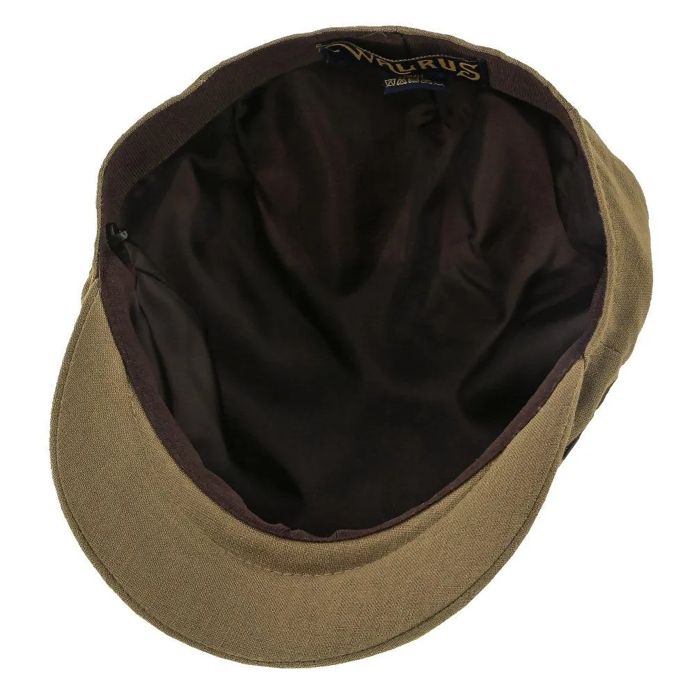 Hampton - Walrus Hats Sand Linen 8 Panel Newsboy Cap