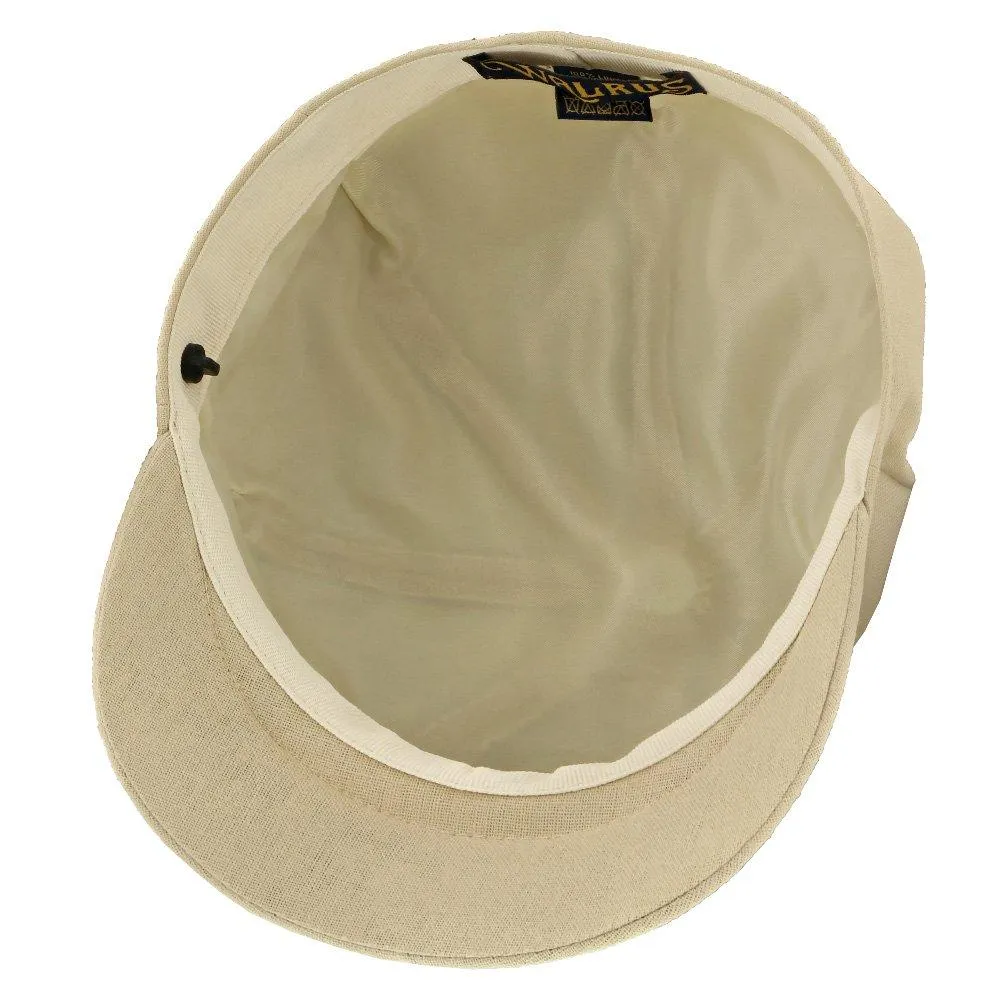 Hampton - Walrus Hats Sand Linen 8 Panel Newsboy Cap