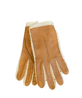 Hannah Crochet - Women's Unlined Crochet Detail Lambskin Leather Gloves