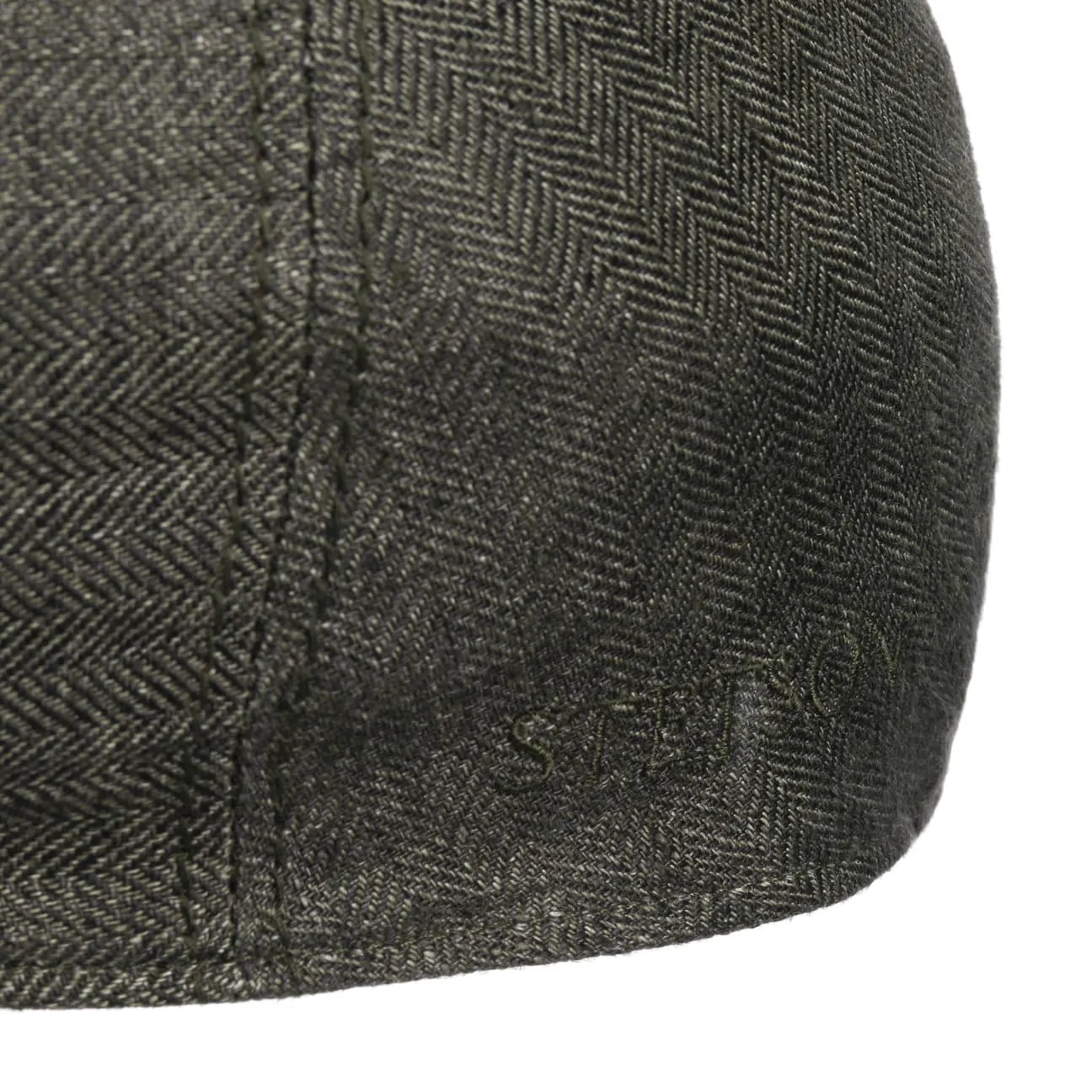 Herringbone Linen Flat Cap by Stetson