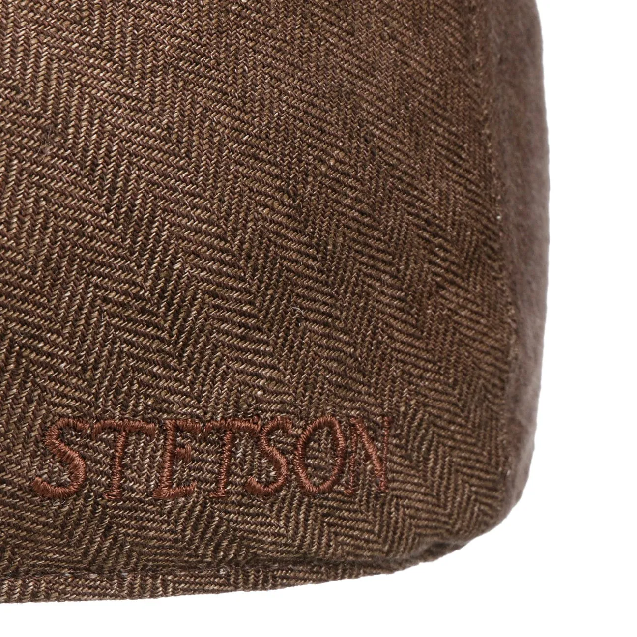 Herringbone Linen Flat Cap by Stetson