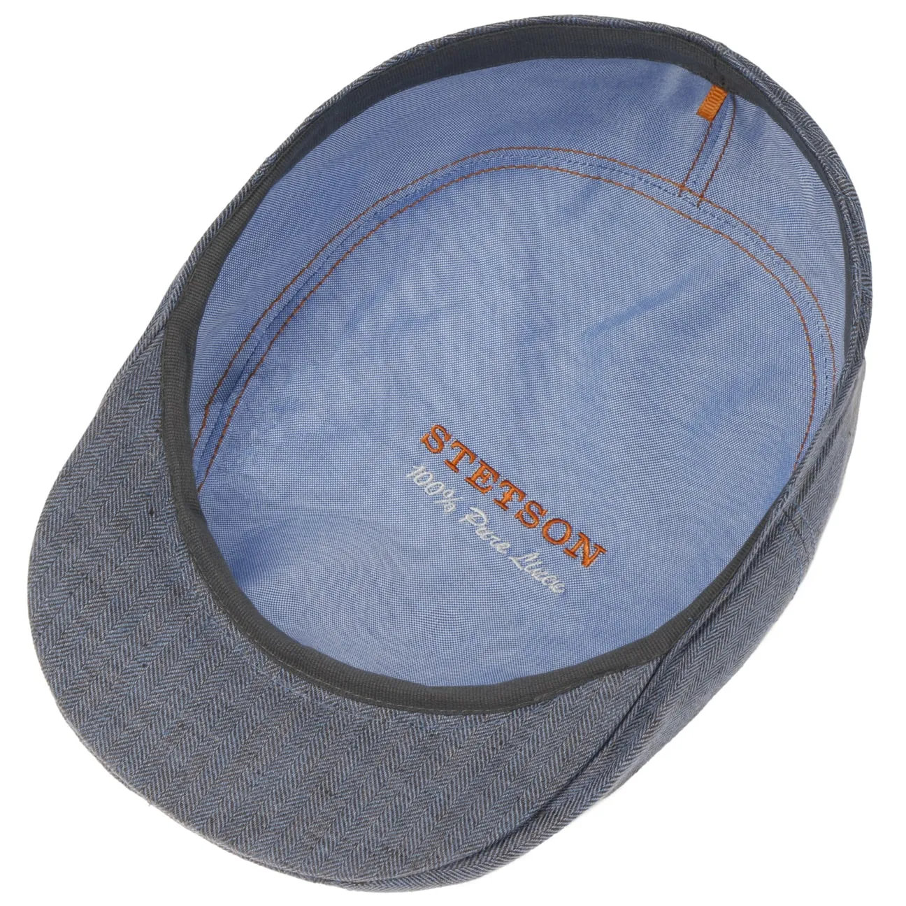 Herringbone Linen Flat Cap by Stetson