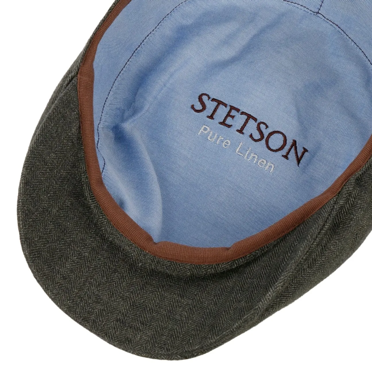 Herringbone Linen Flat Cap by Stetson