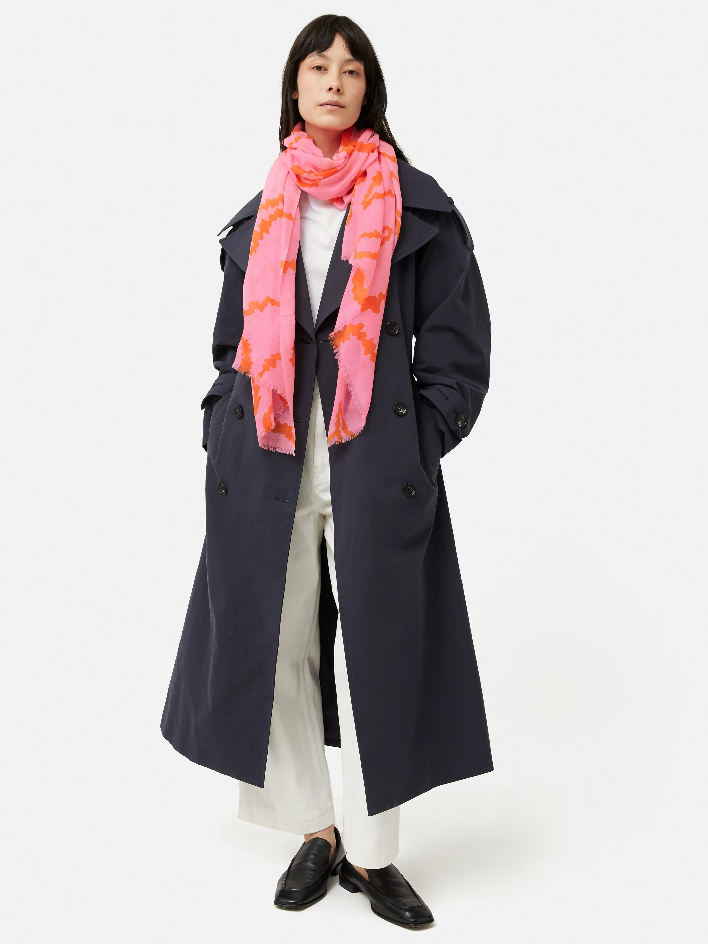 Hydra Coral Gauze Wool Silk Scarf | Pink