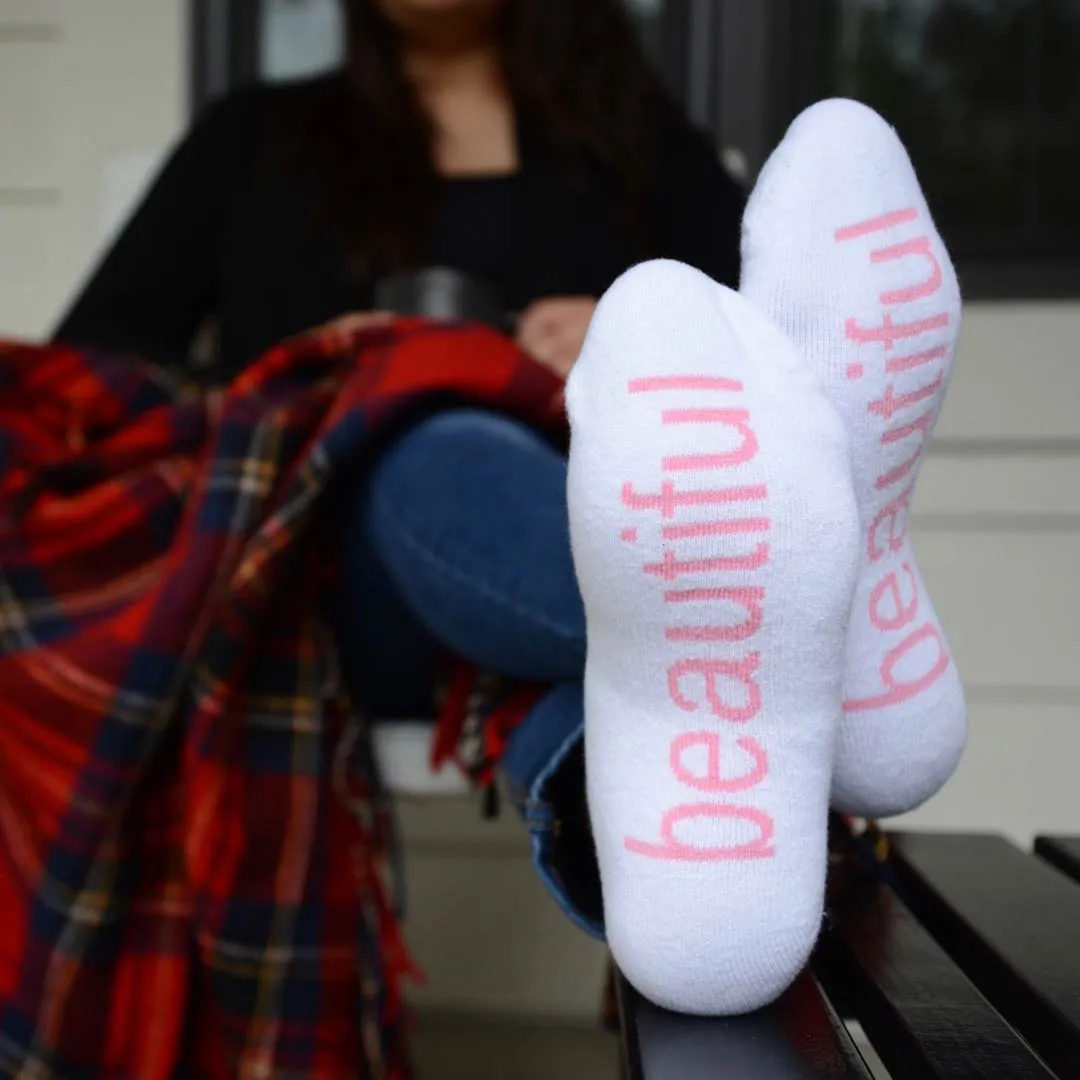 I am beautiful™ white low-cut women's socks