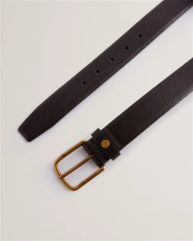 Keiith Caviar Texture Leather Belt Brn-Choc