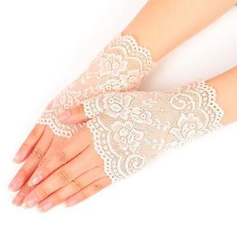 Lace Half-finger Sunscreen Short Outdoor Driving UV Protection Gloves