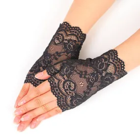 Lace Half-finger Sunscreen Short Outdoor Driving UV Protection Gloves