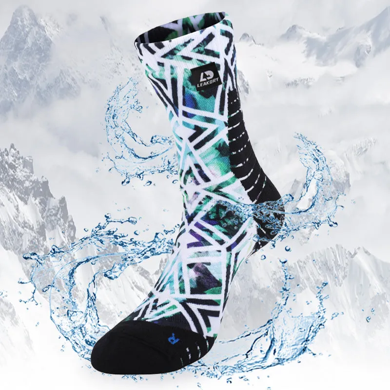 LEAKDRY Waterproof Breathable Socks Crew Digital Printing Pattern