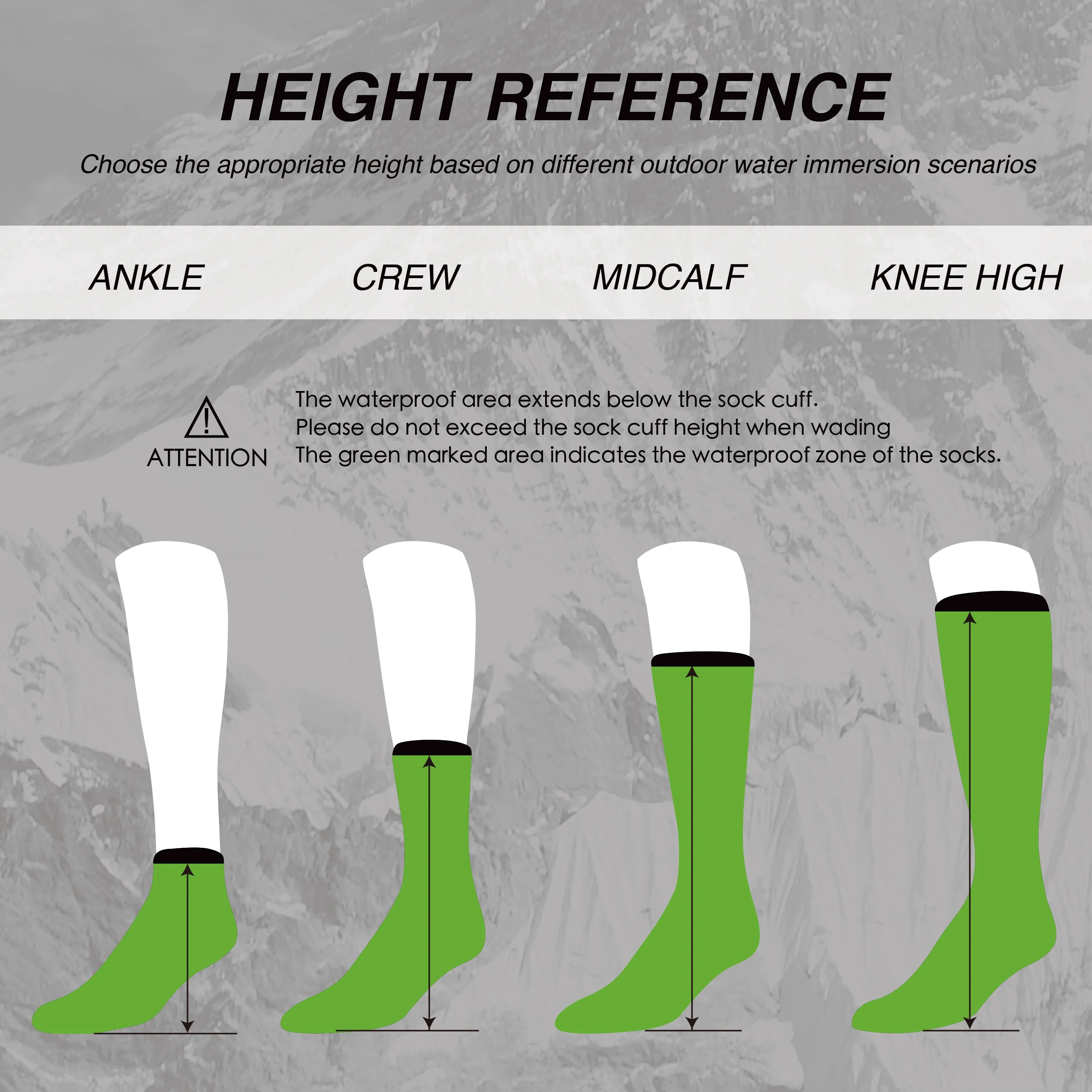 LEAKDRY Waterproof Breathable Socks Crew Digital Printing Pattern