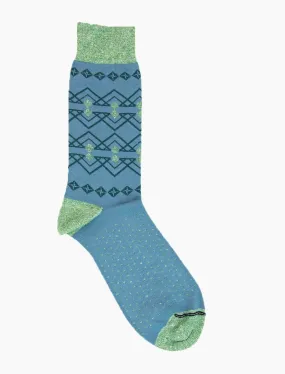 Light Blue Fair Isle Linen & Organic Cotton Socks