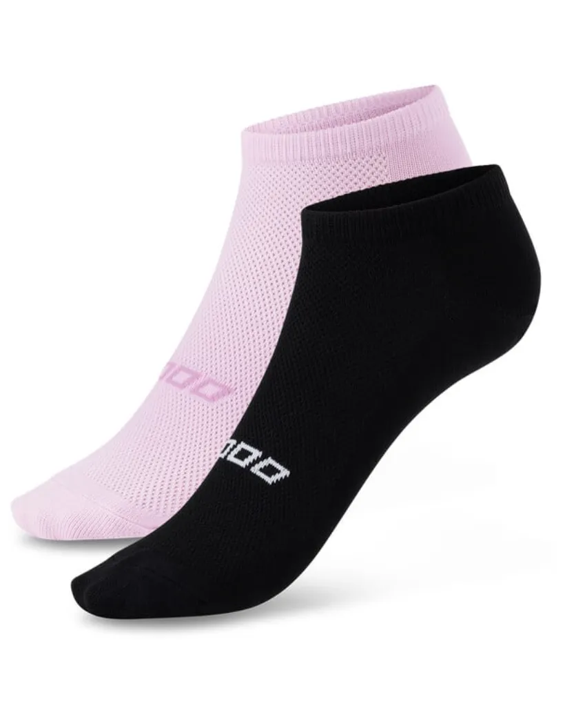 Lorna Jane 2pk Secret Socks - Black/Shocking Pink