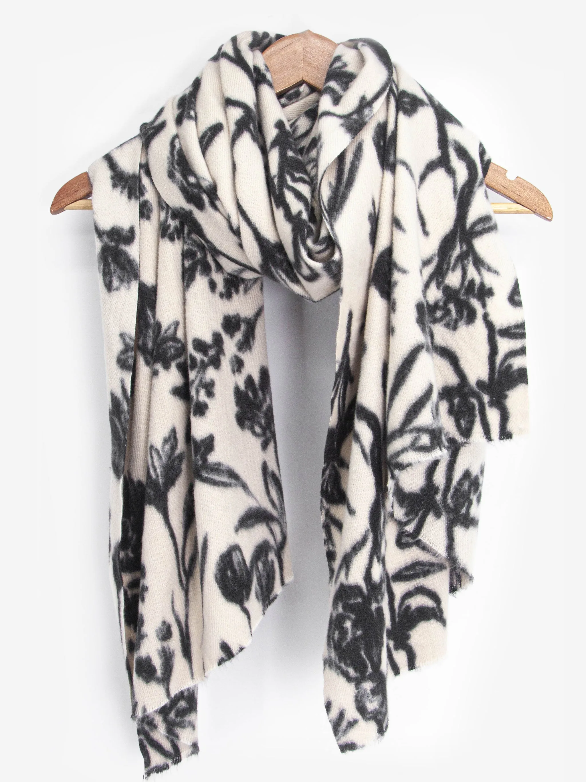 Melanie Midweight Scarf - Cream, Vintage Floral