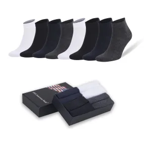 Men's Bamboo Low Cut Ankle Socks Odor Free Breathable 8 Pairs with Gift Box