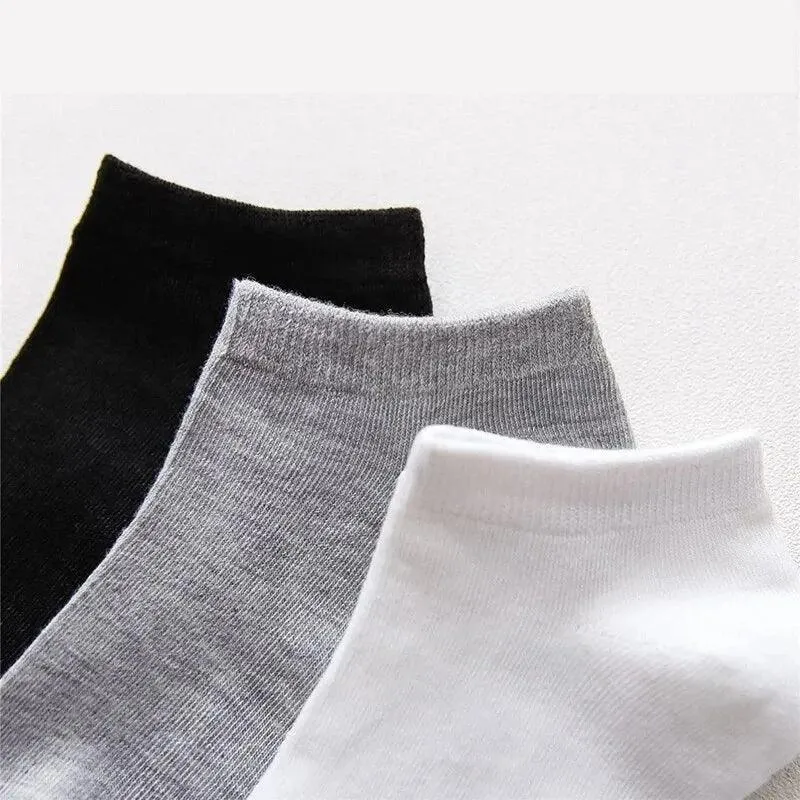 Men's Boat Socks Bundle: Stylish Breathable Pack - Black, White, Grey