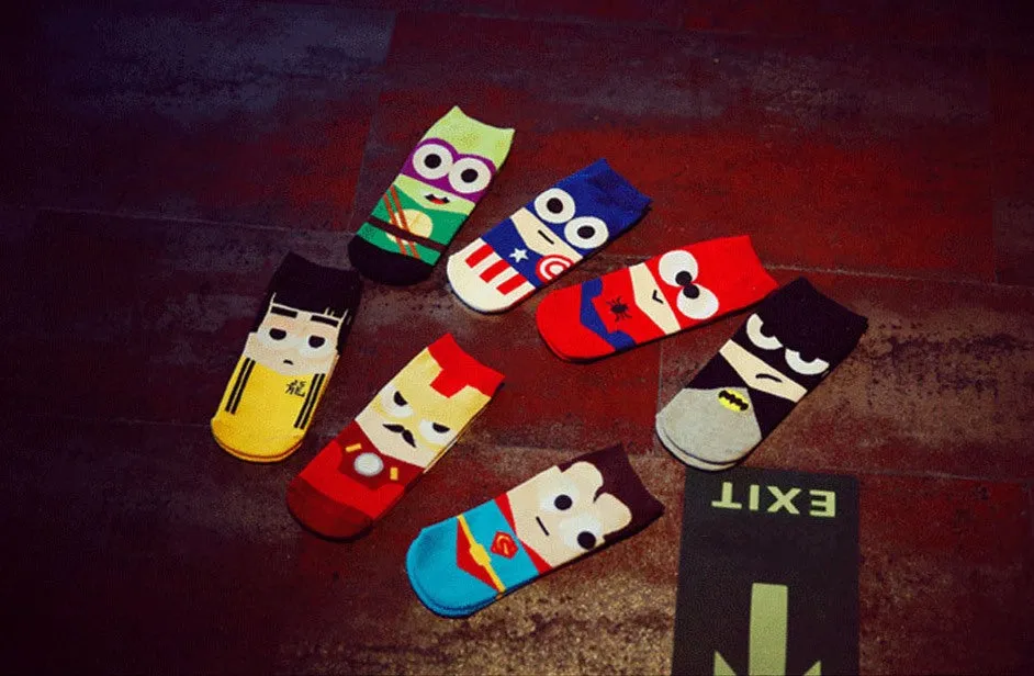 Men's Summer Breathable Short Socks With SuperHero Printing