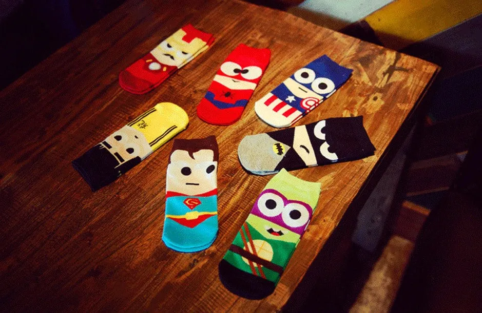 Men's Summer Breathable Short Socks With SuperHero Printing