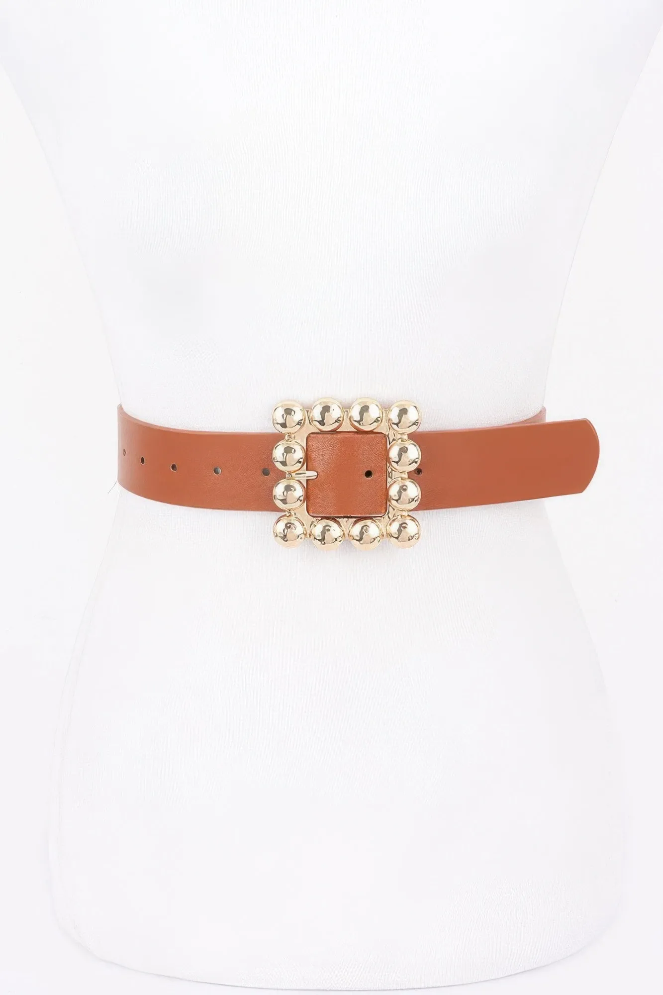 Metal Square Buckle Pu Belt