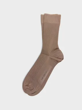 Mrs. Silky Fine Ribbed Socks in Pigeon Hazelnut