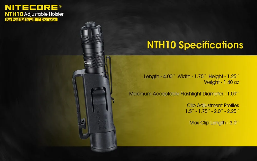 Nitecore NTH10 Rigid 1 in Diameter Flashlight Adjustable Holster