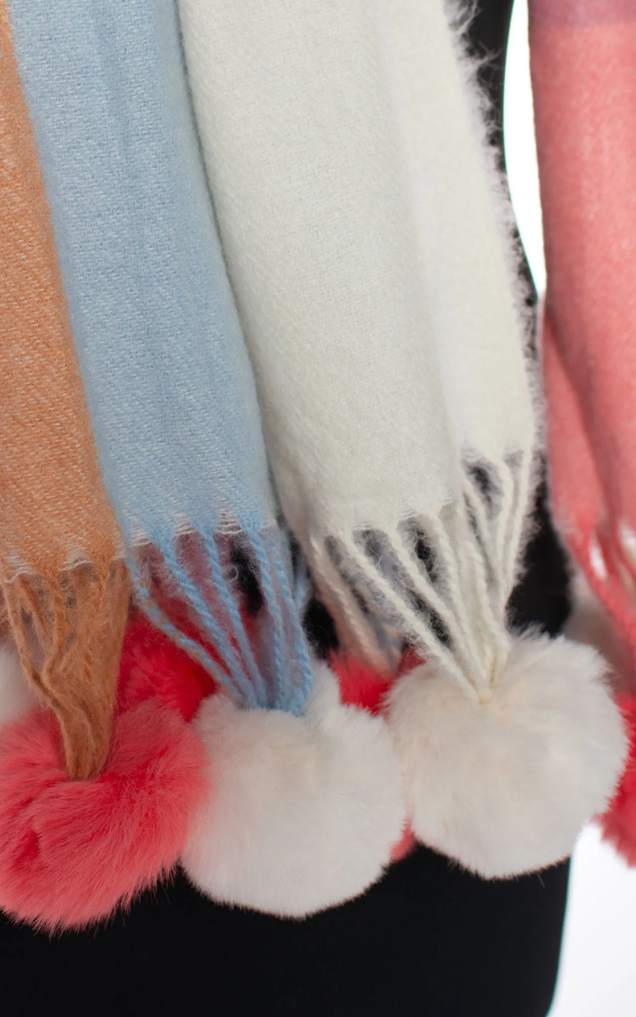 Scarf | Pom Pom Pastel | Red & Blue