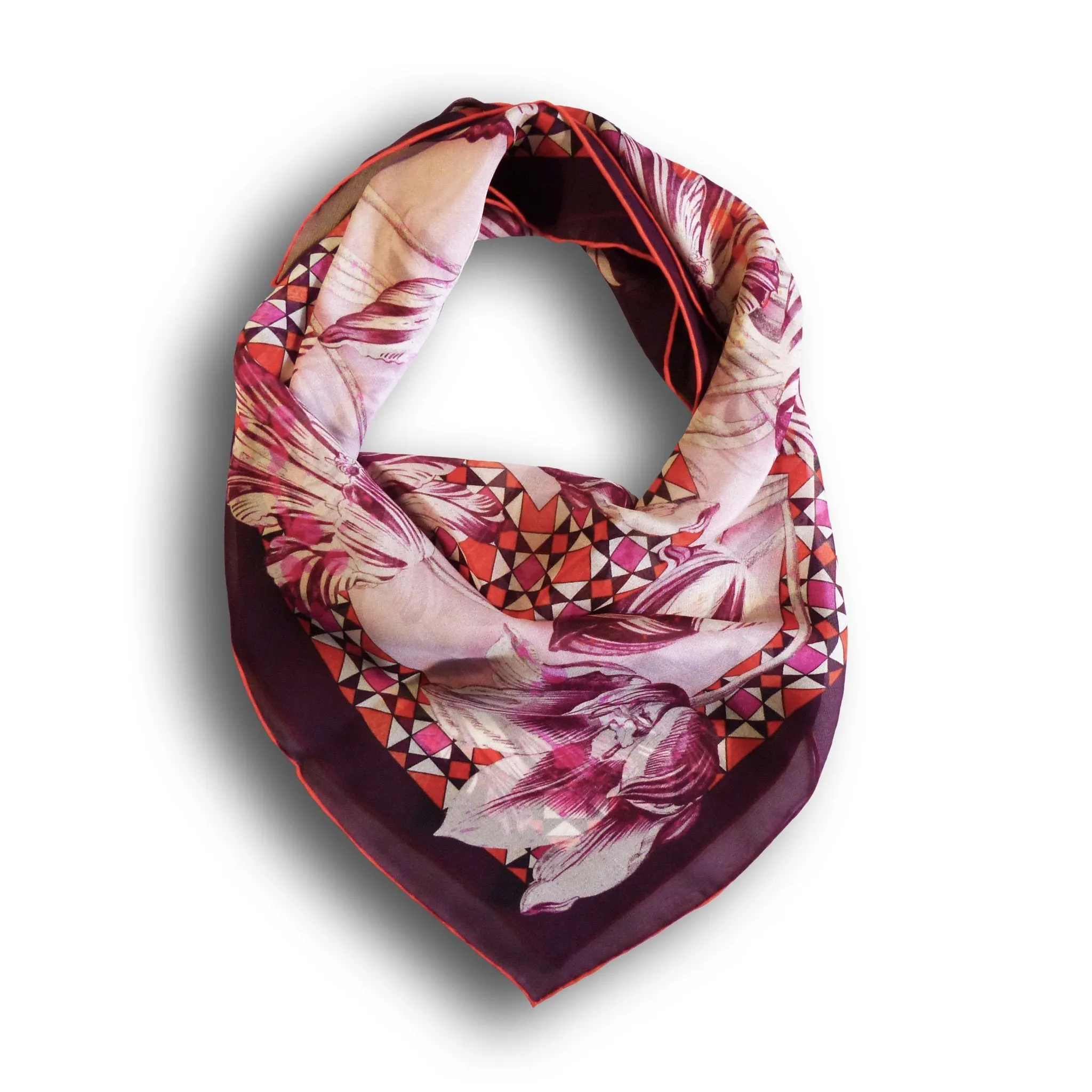 Silk Chiffon Scarf (65cm) - Tula Burgundy/Orange